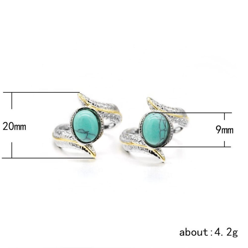 ✨925 Silver Plated Green Turquoise Leather Shape Cut Ring, GPMB1514 - Picture 5 of 5